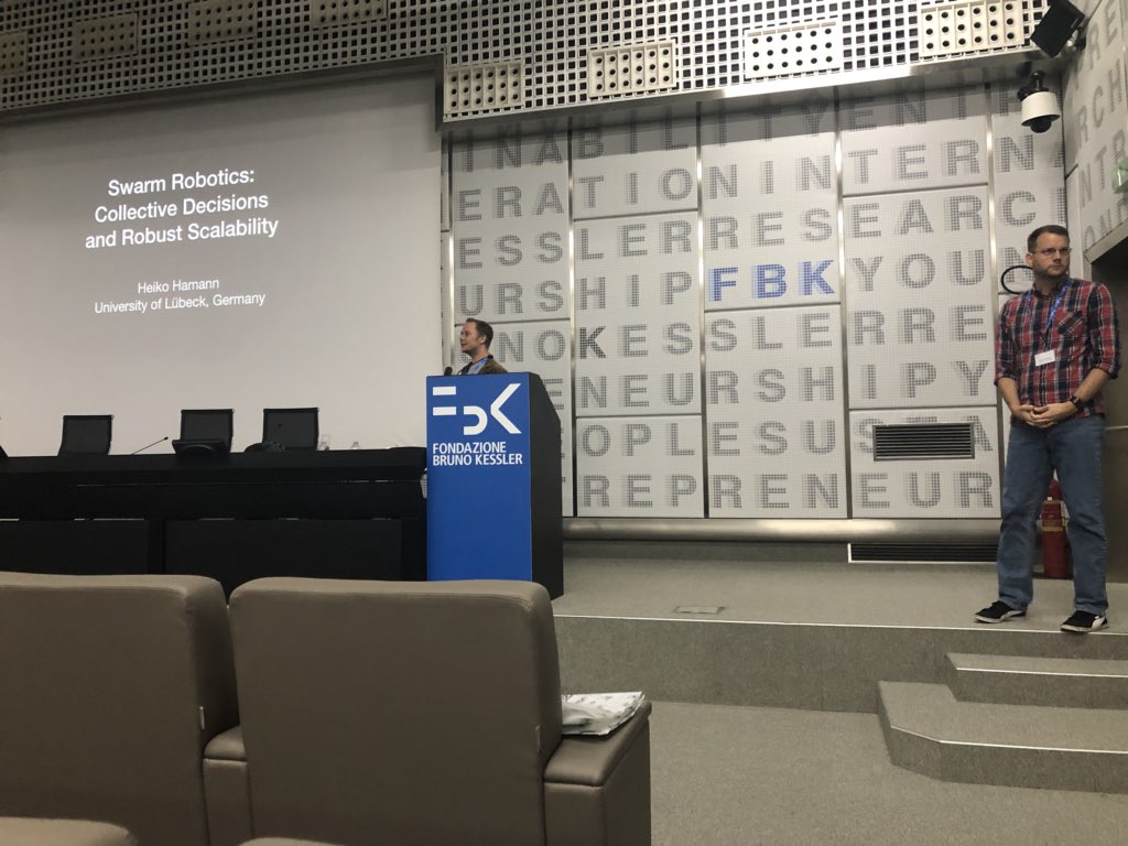 antbucc's tweet photo. Keynote 4 – Heiko Hamann from Lubeck University @SASO_2018 @icac2018 @FBKcom https://t.co/rt3JQZTmew