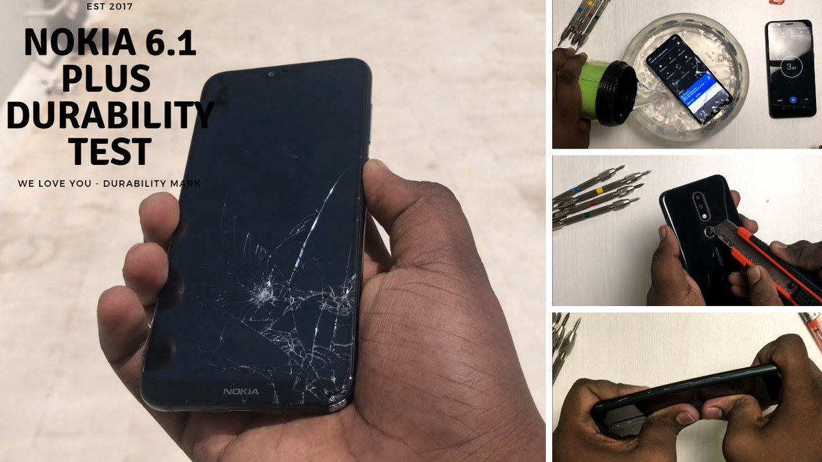 DurabilityMark's tweet photo. @Nokiamobile 6.1 Plus -DURABILITY TEST- Drop test,Bend Test,water &amp; Flame Test,Scratch test,Screen Test 
https://t.co/d6Ab2s0ZrL https://t.co/bLNG2hE4hT