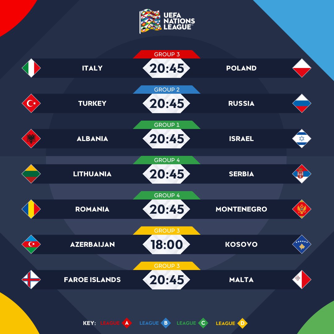 Ligue des Nations Programme des matches de vendredi
