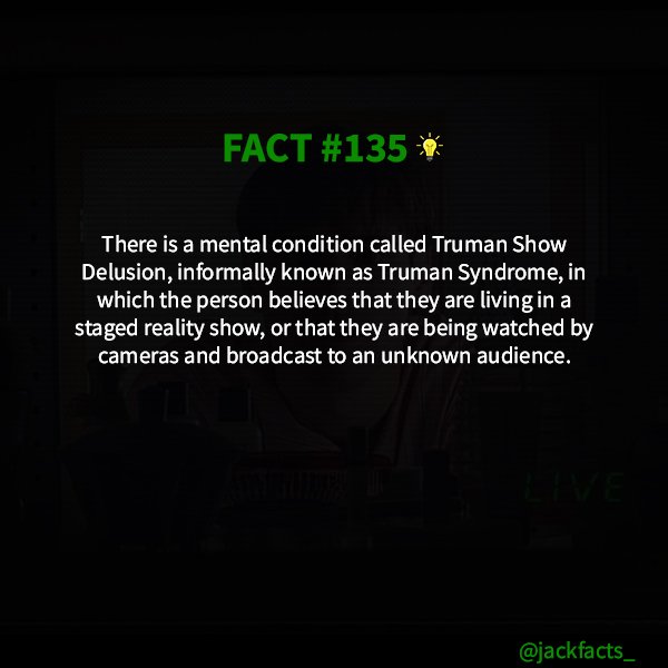 JackFact_'s tweet image. I can't decide whether this would be quite fun or a complete nightmare! 😁 I'm open to being swayed one way or the other... 📹

#TrumanShow #Syndrome #MentalCondition #JackFacts