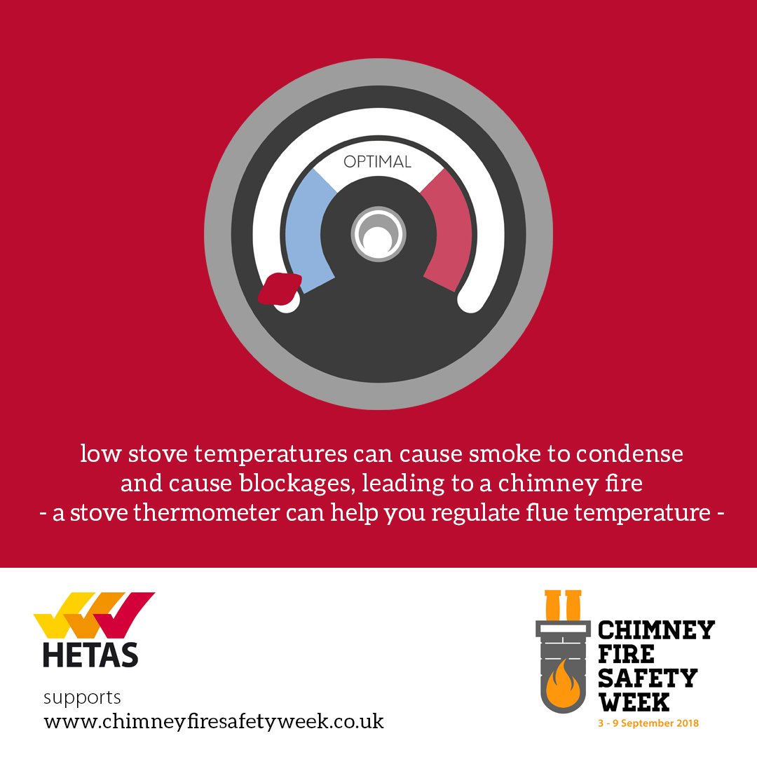 It's day five of #ChimneyFireSafetyWeek!

Are you using your stove efficiently? A thermometer can help ensure you are getting the most from your stove and fuel, reducing chances of a #chimneyfire too!

For more information and tips visit hetas.co.uk. 🔥🔥