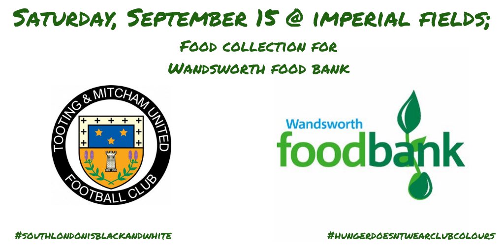 MesserBest's tweet photo. Saturday, September 15. Beer festival, match against Ashford, and a food collection for @WandsworthFB. Get down, have a beer, watch the game, bring a wee bag of whatever you can spare. #supportlocal #SouthLondonIsBlackAndWhite #hungerdoesntwearclubcolours https://t.co/2uctF8qKG0