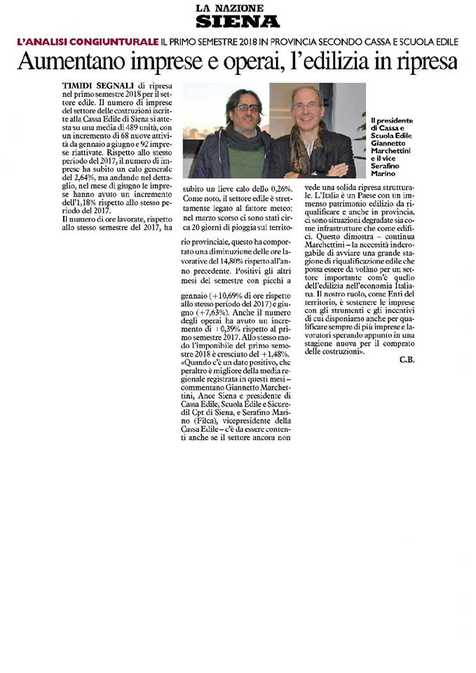 Analisi congiunturale dell Edilizia in Provincia di Siena nel  I Semestre 
Timido aumento di imprese e lavoratori 
#edilizia #cassaedilesiena #lavoro #work 
<a href="/Serafin52567171/">marino serafino</a>   <a href="/CassaEdileSiena/">Cassa Edile Siena</a> @arcurisimone  <a href="/bertoluccipaolo/">Paolo Bertolucci</a>  <a href="/Gilbert60842263/">Gilberto Pittarello</a>  <a href="/ottavio05/">de luca</a>