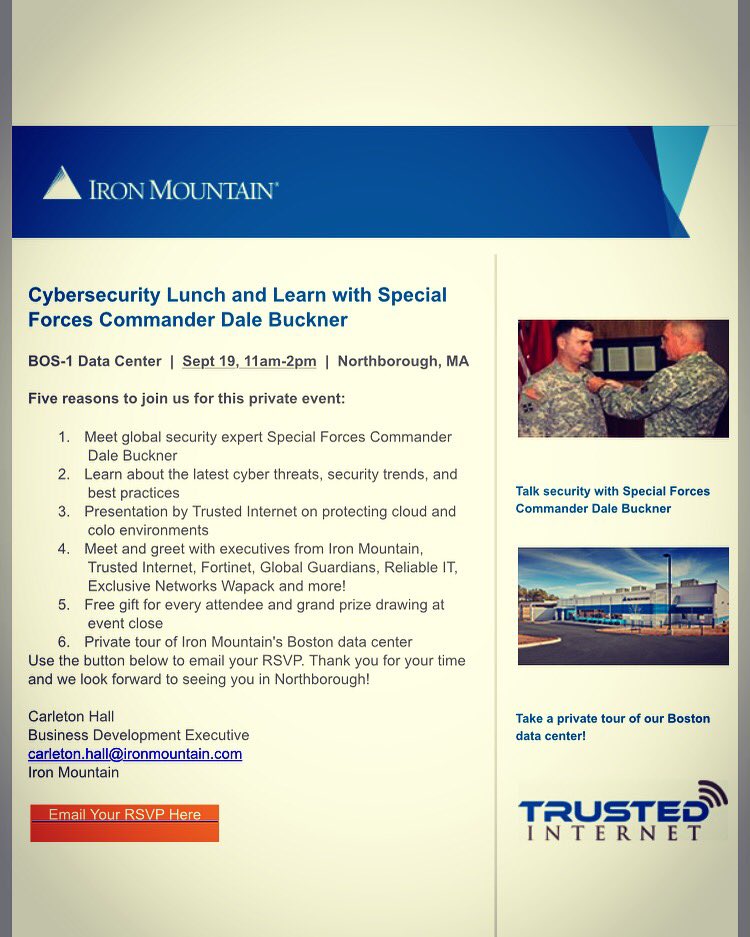 MCComputerInc's tweet photo. .@evankirstel ✅Anyone in NH/MA free 9/19 11-2? 🇺🇸 Hosting a Cyber Security Lunch and Learn event, Northborough MA, free entry, (with prizes) and a tour. Special guest speakers; former Special Forces Commander, Navy Intelligence Officer, sharing experiences. Catered lunch. RSVP https://t.co/QoiagEHYv3