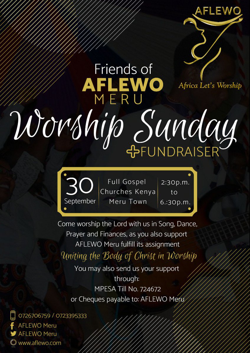 AFLEWOMeru's tweet photo. Hello friends, come #worship with us in #song #dance and #fundraising even as you help us realize our God given mandate. Baraka 
#AFLEWO #AFLEWOMeru #AFLEWONairobi2018Loading AFLE https://t.co/cDwL2QEJs9