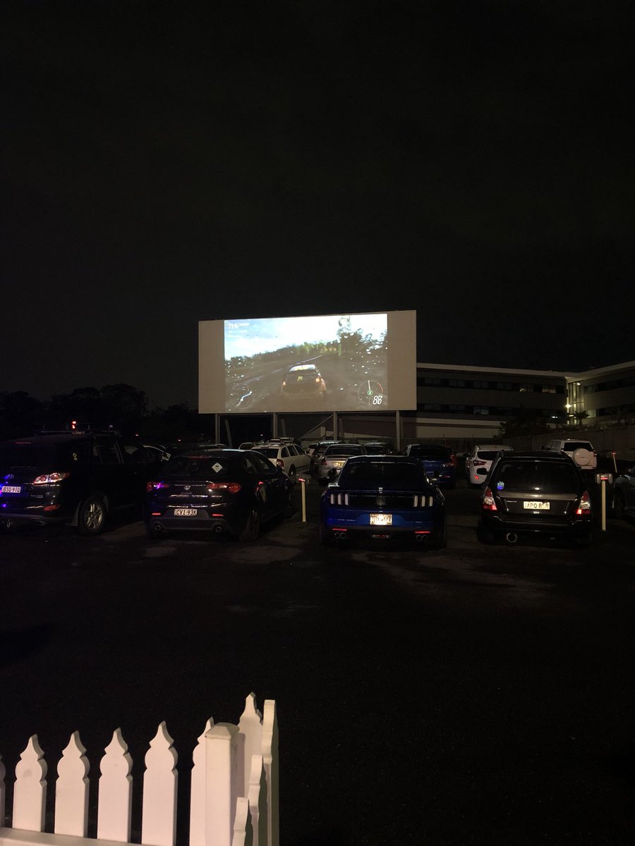 PixelPartyAU's tweet photo. Life’s good if you’re @pikalew in a one of a kind @XboxAustralia #ForzaHorizon4 @McLarenAuto playing on the big screen 🎉
The whole gang is here so if you’re here let us know and say hi!
#FH4DriveIn https://t.co/AhiUceP66o
