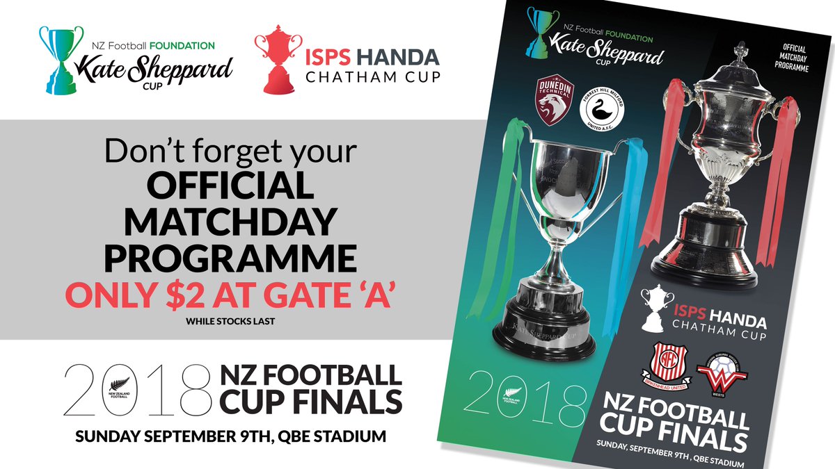 NZ_Football's tweet image. Hope you joining us @QBEStadium today, and make sure you buy the Match Day programme. @nzf_foundation #KSCUP @dunedintech vs @FHMAFC
 #MakeaNameforYourself. ISPS Handa #ChathamCup @BUAFC_NZ vs @western_subs_fc 
  #WelovetheChathamCup Gates open @ 11:00
