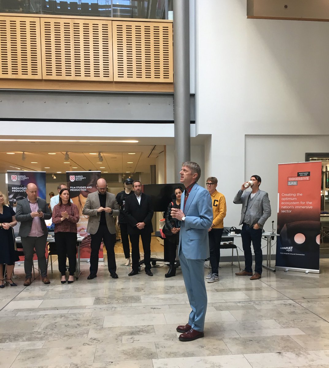 Prof Glenn Patterson <a href="/QUBelfast/">Queen's University Belfast 🎓</a> <a href="/HeaneyCentre/">Seamus Heaney Centre</a> speaks on behalf of the Queen’s team who were involved in successful #FutureScreensNI bid and the importance of #narrative in the #creativeindustries <a href="/ahrcpress/">Arts and Humanities Research Council</a>