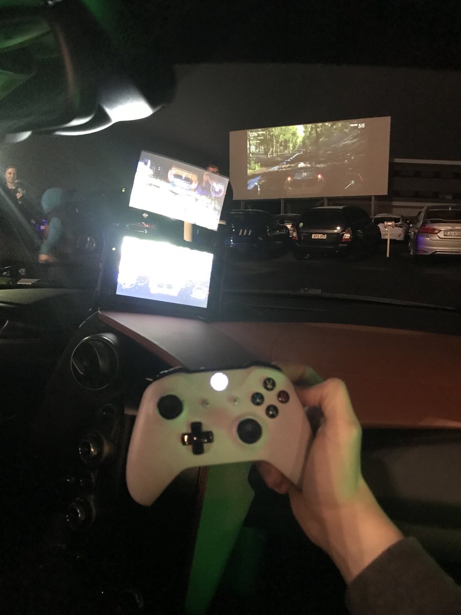 MixerANZ's tweet photo. Just got hands-on with #ForzaHorizon4 at the #FH4DriveIn while in a Mclaren and playing on the big screen! What an experience - thanks @XboxAustralia 💚💚💚 https://t.co/ZUtSi6EO44