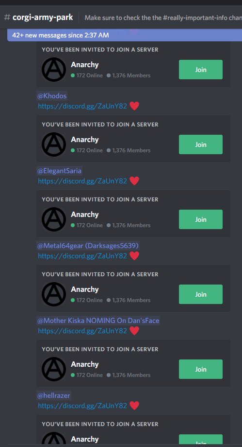 How To Spam Ping Someone On Discord - anarchy discord server roblox