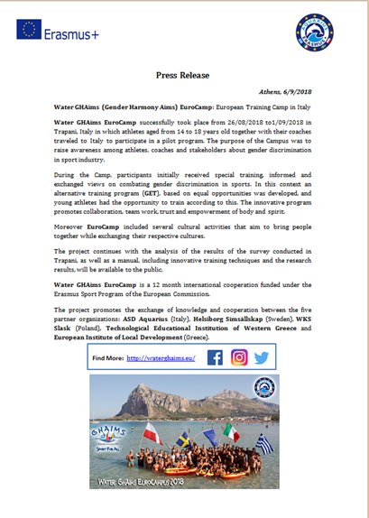 WEurocamp's tweet photo. Water GHAims (Gender Harmony Aims) EuroCamp: European Training Camp in Italy

#WaterGhaims #Eurocamp #Trapani #EILD #swimming #water #genderequity #humanrights #Action #Sports #Erasmus+ #italy #genderpaygap #womenrights #womeninbiz #womenpower #womenhelpingwomen #women https://t.co/EBzC8fT6nb
