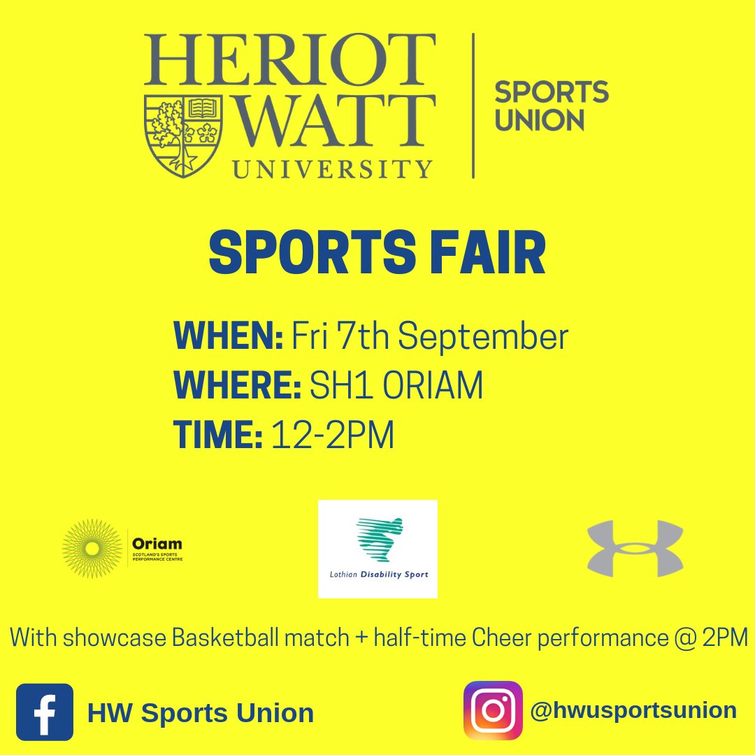 SPORTS FAIR TIME! 🎉 

We are all absolutely buzzing to see you all there, and expecting it to be the biggest Sports Fair we've seen at HW! Remember there's a basketball grudge match to settle vs Napier, ft our Mens 1st team and the Cheer squad will be making an appearance too💛
