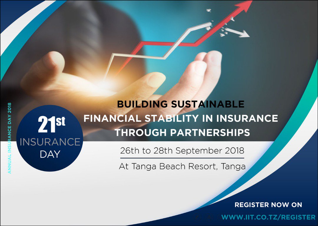 TIRA_TZ's tweet image. Tanzania Insurance Regulatory Authority (TIRA) in collaboration with Insurance Institute of Tanzania (IIT) is pleased to welcome you to 21st edition of Annual Insurance Day to be held in Tanga #InsuranceDay2018
