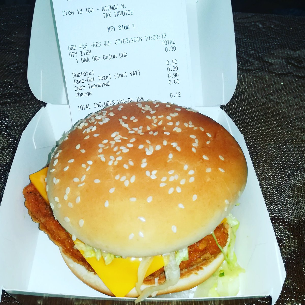 Shrish_VH's tweet photo. When you're sick, but still have something to look forward to - Thank You @McDonalds_SA  for the R0,90 Cajun Burger https://t.co/ah7TPgsm4B