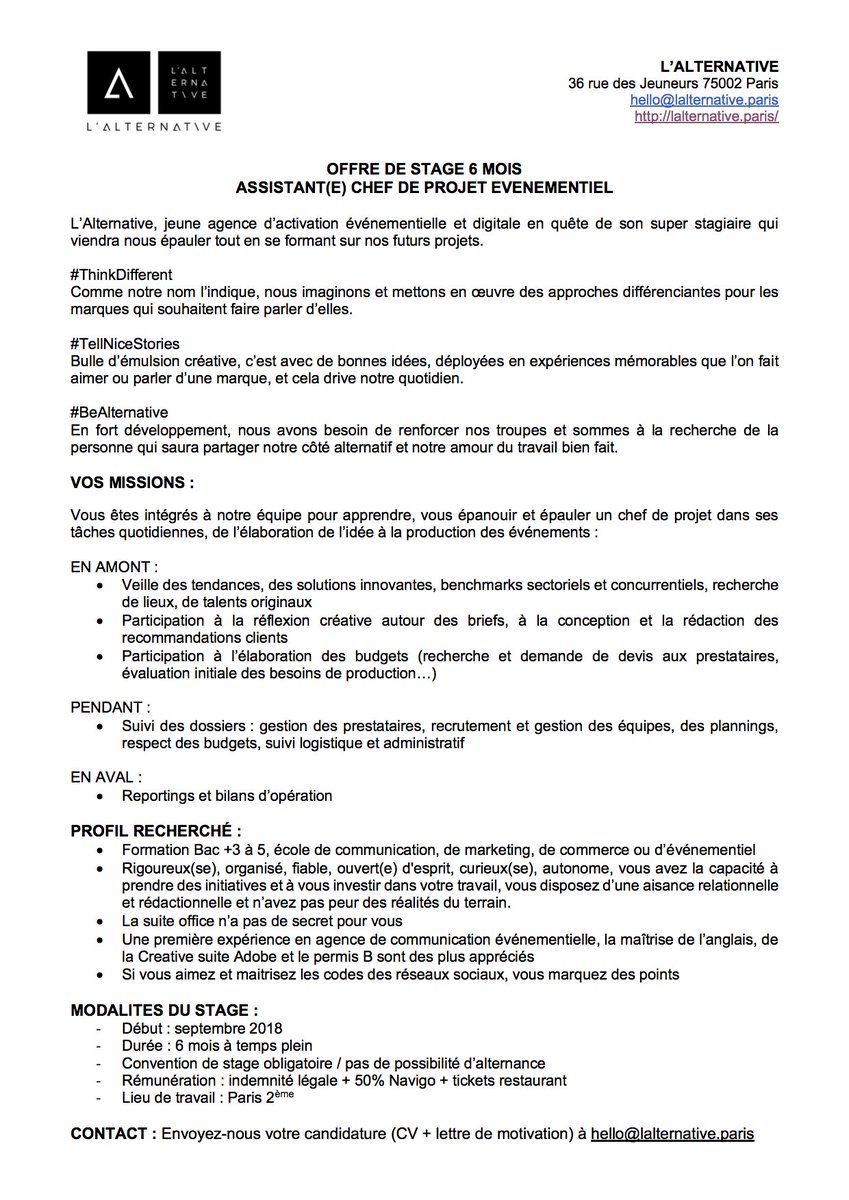 Lettre De Motivation Assistant Chef De Projet Evenementiel
