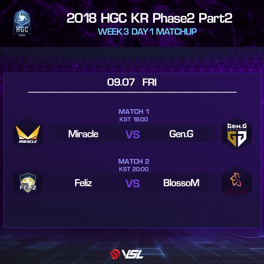 Casting #HGC Korea Phase 2 Part 2 Week 8 with <a href="/proxywolf/">Wolf Schröder</a> on twitch.tv/blizzheroes
Miracle vs. <a href="/GenG/">Gen.G Esports</a>
Feliz vs. <a href="/teamblossom1014/">Team BlossoM</a>