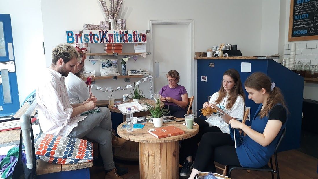 b_knititiative's tweet photo. some pics from our knit-in the other day, including autumnal matcha vibes at @BirdandBlendTea  Keep up your knitting guys, see you all soon <3 #takeknititiative https://t.co/DHQjVaTxVQ