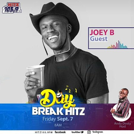 teamjoey_b's tweet photo. We are on.. 📻
With @andydosty on @Hitz1039FM
Don't miss it folks..
Tune in right NOW
It's #DayBreakHitz baby https://t.co/d00FpbcXiX