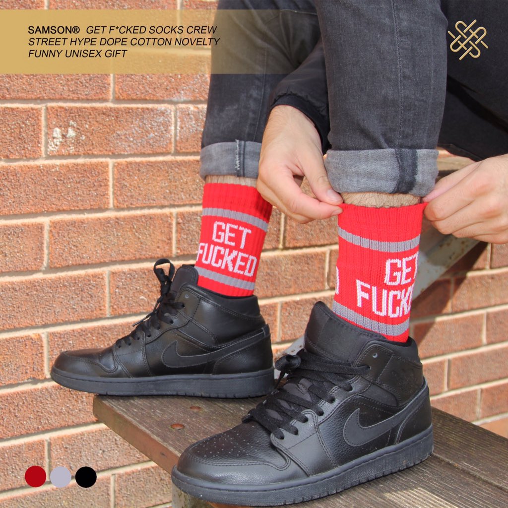 SamsonSocks's tweet photo. SAMSON® - Get F*cked Crew Socks. Men's and women's. 

Available now eBay, Amazon &amp; Etsy 🌍: https://t.co/TPAUdD3JjF… https://t.co/Bd5eONKoS9