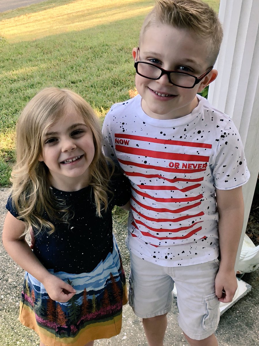 When did my babies become big kids??!! First week of school in the books!! #firstgrade #prek #BackToSchool2018