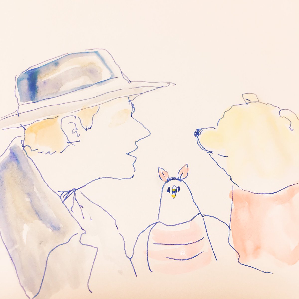 「変装し友情に割り込む鳥 」|shigemiのイラスト