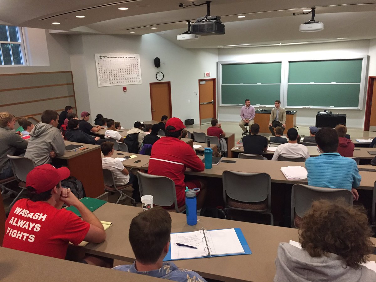 WabashBiology's tweet photo. For 2nd day of @WabashCollege Cole Lecture Series, Casey Wright '12 &amp; Taylor Kenyon '15 speak to #WCBio111 class. #protips @WabashAlumni https://t.co/khSTv8Ostk
