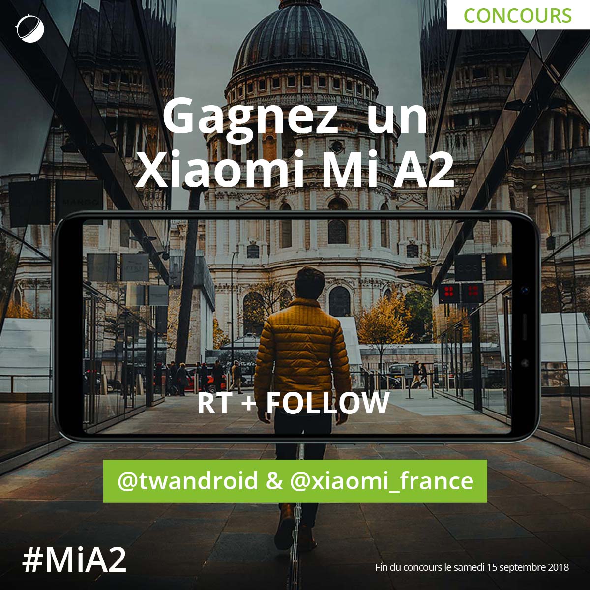Frandroid's tweet image. 🎁 #Concours 🎁

💚 Un smartphone Xiaomi #MiA2 à gagner ! 💚

Pour participer, c'est simple :
👉 RT + follow @xiaomi_france &amp;amp; @twandroid !

Vous avez jusqu'au 15 septembre pour participer, alors bonne chance à tous ! 🍀