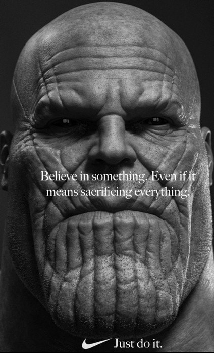 Akshay_Lal_'s tweet photo. It all makes sense now ! @Nike @Marvel #thanos #avengers #infinitywar https://t.co/TZQPdm5jiE