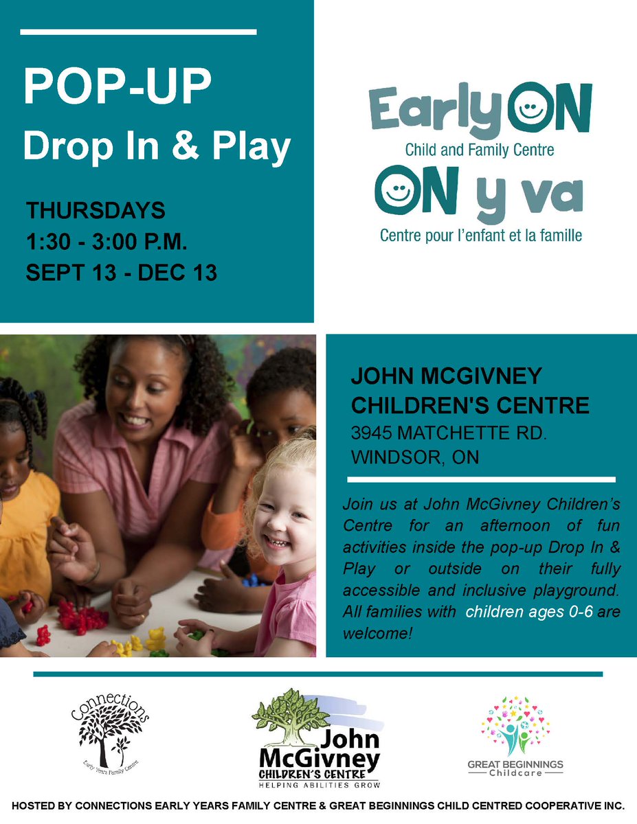 ConnectionsEYFC's tweet photo. It's back!

We are so excited to announce that we will be continuing our partnership with @GB_Windsor and @JMCCentre by continuing to offer our POP-UP DROP IN &amp; PLAY on Thursdays from 1:30-3:00 p.m.!

Come on back next week!

 #connectwithus #DropInAndPlay #PlayAndLearn #yqg https://t.co/3zatDPFCzy