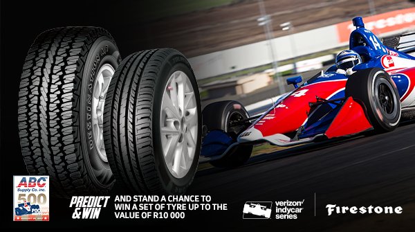 FirestoneSA's tweet photo. May your tyre wishes https://t.co/WoyfOBqEQp come true. Be a #FSIndySeries hero and drive away with a set of Firestone tyres up to the value of R10,000. Enter now! #FirestonePredictComp #SonomaGP ๐๏ธ๐ https://t.co/Vk4fqJcLrD