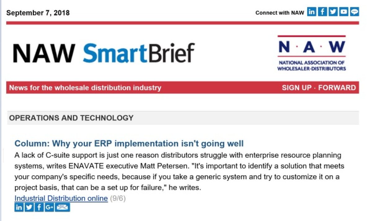 PetersenWSD's tweet photo. @ENAVATE @InDistwebsite Nice to get a mention in @NAW SmartBrief. https://t.co/Nh36rjesyA