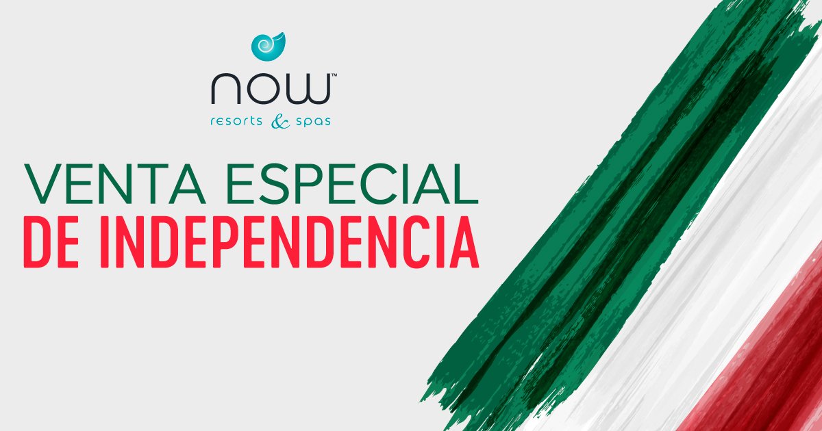NowResortsMX's tweet photo. 🎊 🇲🇽 ¡Que #VivaMéxico, sí señor!
Celebra el Grito de Independencia de México con los descuentos de #hotel de la #VentaEspecial de #NowResorts &amp; Spas!
 https://t.co/6ncOcaSZDC | 01800 002 0669   
*Reserva del 3 al 16 septiembre, 2018. #PromoHotel #ViajemosPorMéxico https://t.co/M9svoD44NQ