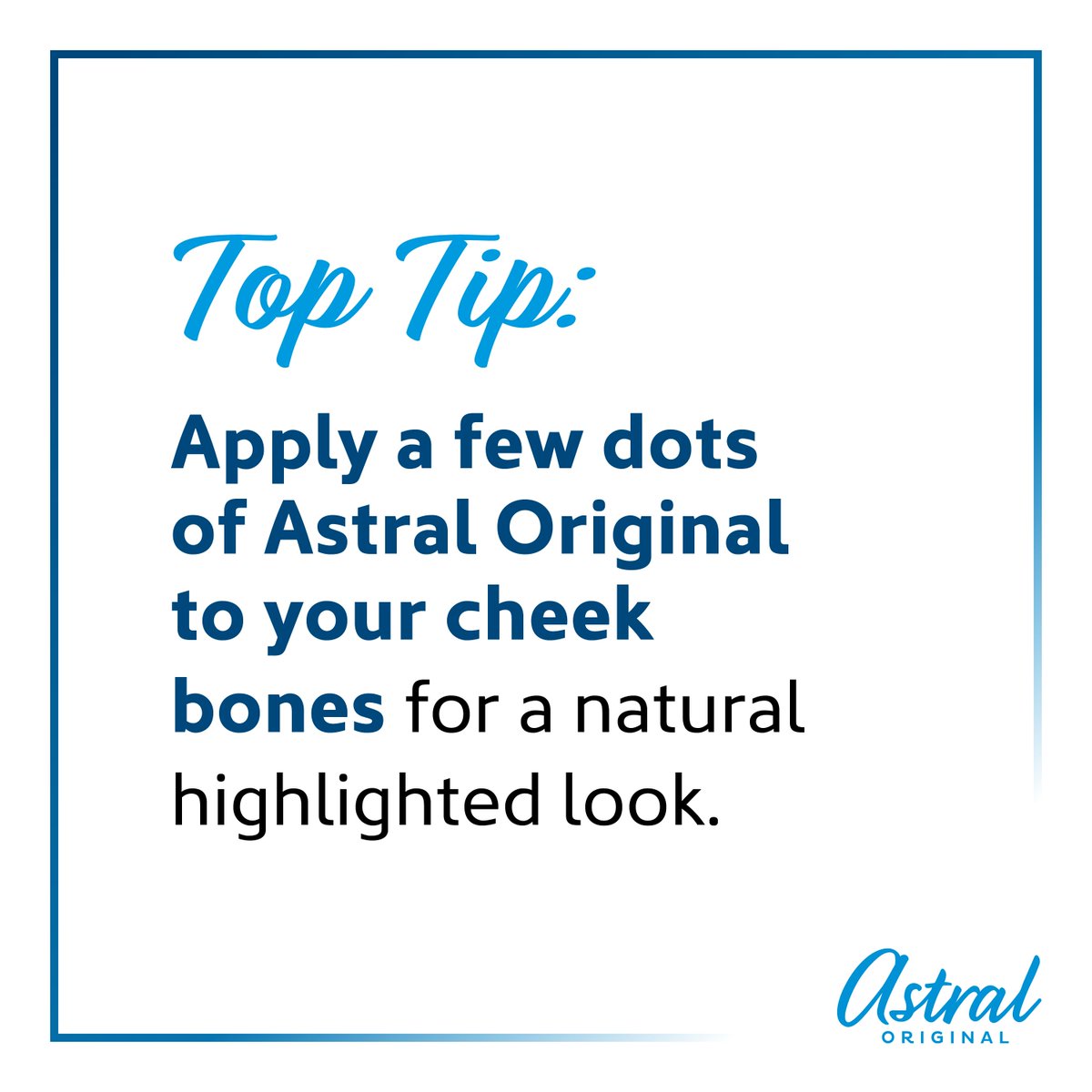 With the warmer days, who wants a face full of make-up!? Give your make-up free look a twist with a light layer of Astral Original on your cheek bones  
#OnePotWonder