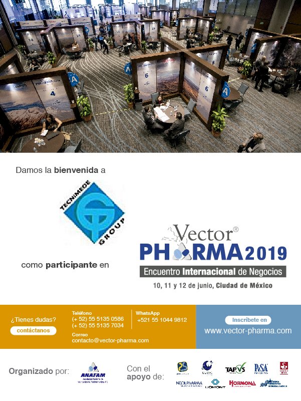 BePharmaB2B's tweet photo. #VectorPharma2019 es orgulloso de poder contar con la participación de Grupo Tecnimede en su próximo evento en junio 2019 en la Ciudad de México. Si es fabricante o distribuidor de medicamentos y busca crecer internacionalmente ¡no se lo pierda! Organiza #anafammx. #vectorpharma https://t.co/us4aifIt9f