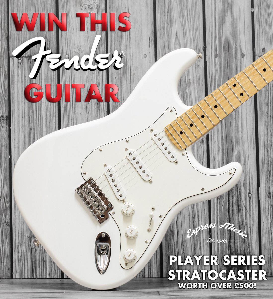 expressmusicuk's tweet photo. 🎸WIN THIS FENDER STRATOCASTER🎸

This brand new @fender Player Series Stratocaster worth over £500 could be yours!

To be in with a chance of winning this incredible prize all you need to do is FOLLOW US &amp; RETWEET this picture!

*Terms &amp; Conditions on our website*
#fender https://t.co/tBa0Nhc2Ap