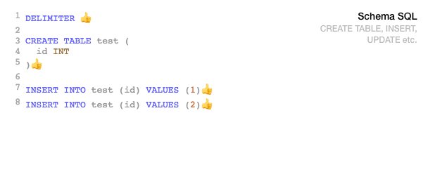 db_fiddle's tweet image. Random Fact: You can use emojis as statement delimiters on DB Fiddle 👍 db-fiddle.com/f/kkvkQsZcZpG1… #HappyFriday #sqlfiddle #webdev #MySQL #PostgreSQL #SQLite