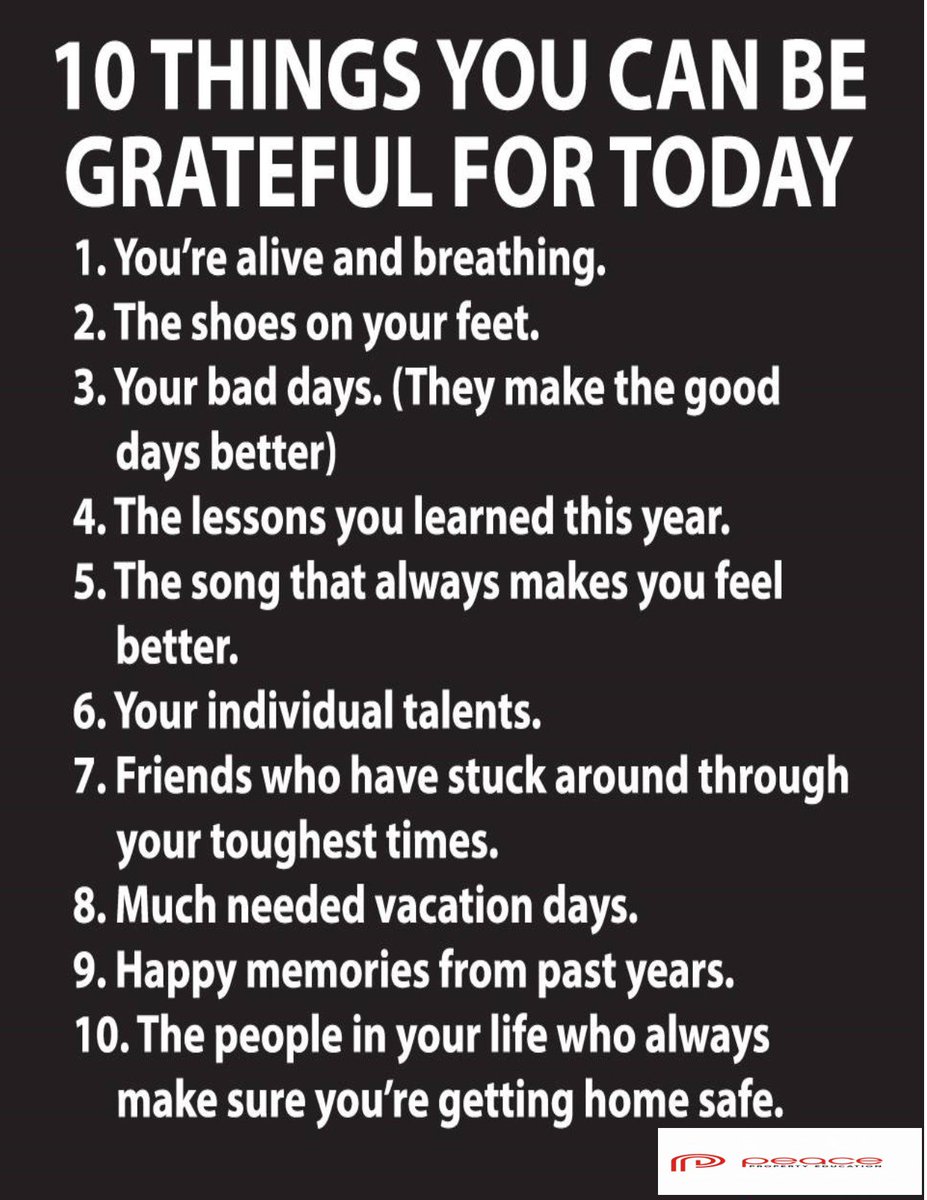 peace_property's tweet photo. 10 things you can be grateful for today but also beyond today.

Its always important to be grateful for something in life. https://t.co/BKWTjGso6A