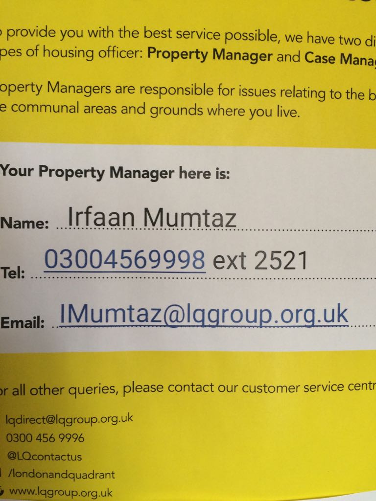 QueensberryTRA's tweet photo. @LQcontactus Queensberry Place, Manor Park, Newham, London.

Attached info of the housing officer https://t.co/HfnbDE0ihb
