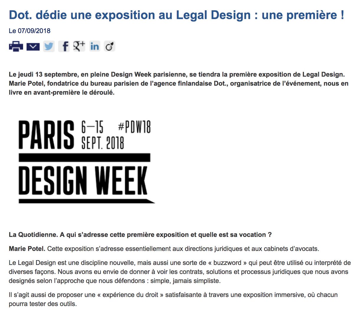 MariePotelSavil's tweet image. Thank you @audrey tabuteau for enquiring about the first #legaldesign exhibition by #dotlegaldesign on September 13, at the occasion of #PDW18