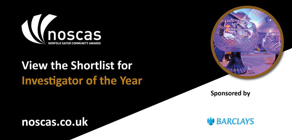 NorfolkPolice's tweet photo. #NOSCAs2018 Thank you to @BarclaysUK for sponsoring the Investigator of the Year award. Find out who has been short-listed for a #NOSCA > https://t.co/JITZFHc8bo https://t.co/i19dzUUjlk