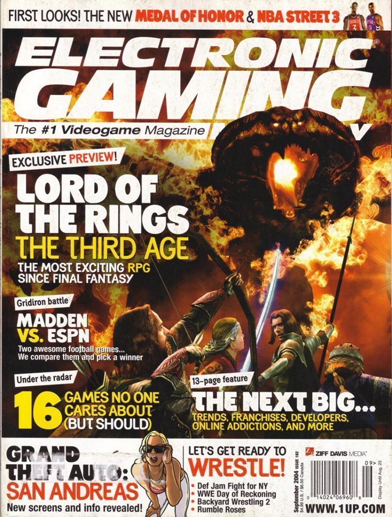 Retrogaming Magazine of the Day! #0943

Publication: Electronic Gaming Monthly
Issue: 182
Date: Sep 2004
Format: Multi