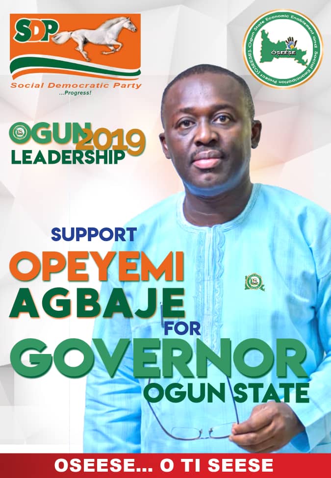 TheOAinstitute's tweet photo. Oseese...more than a slogan.
Support @opeyemiagbaje! 
Support progressive Ogun!

#Ogun2019 #Progress #GreatLeadership #Oseese #Otiseese #SDP #MKOAbiolaParty 
#NewDawn

@naijcom @channelstv @jimiagbaje  @Naijapals @OgunRadio @SilverbirdTV @RockcityFM @GatewayTraffic @Gidi_Traffic https://t.co/sJtJViCoie