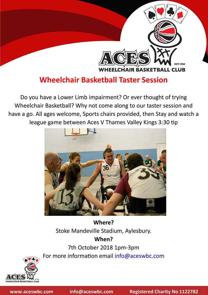 AcesWBC's tweet photo. Aces Wheelchair Basketball Club will be running a taster session at @SMStadium on the 7th October 2018 between 1pm and 3pm.

After the taster session Aces Division 2 team will be playing their season opener against @TVKingsWCBB at 3:30pm

@BritWheelBBall https://t.co/dkhwtiT5OH