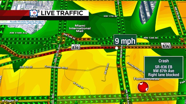 #TRAFFICALERT Crash on SR-836 EB at NW 87th Ave. Right lane is blocked https://t.co/GuV9nrJqTW