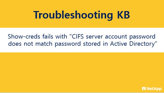 NetAppAssist's tweet photo. #NetAppKB #TroubleshootingKB
Show-creds fails with "CIFS server account password does not match password stored in Active Directory"
Solution: https://t.co/nNRTGl8cMD https://t.co/0ToYLTQueK