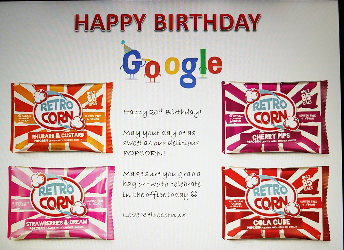 Retrocorn_'s tweet photo. #happybirthdaygoogle #popcorn #rhubarbandcustard #strawberriesandcream #cherrypips #colacubes #glutenfree #vegan #natural #nongmo #delicous #snacks #retrocorn https://t.co/GCLzSvlP63
