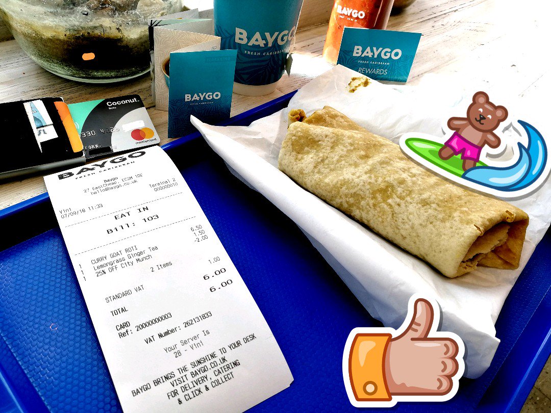 MichaelForni's tweet photo. Via @citymunch I got #BAYGO awesome goat #roti (off menu😉) with 25% off!
I paid with @getcoconut so my expense is OK (@ Baygo in London, England) https://t.co/VXV8QWMGlU https://t.co/P8etsyxx7K