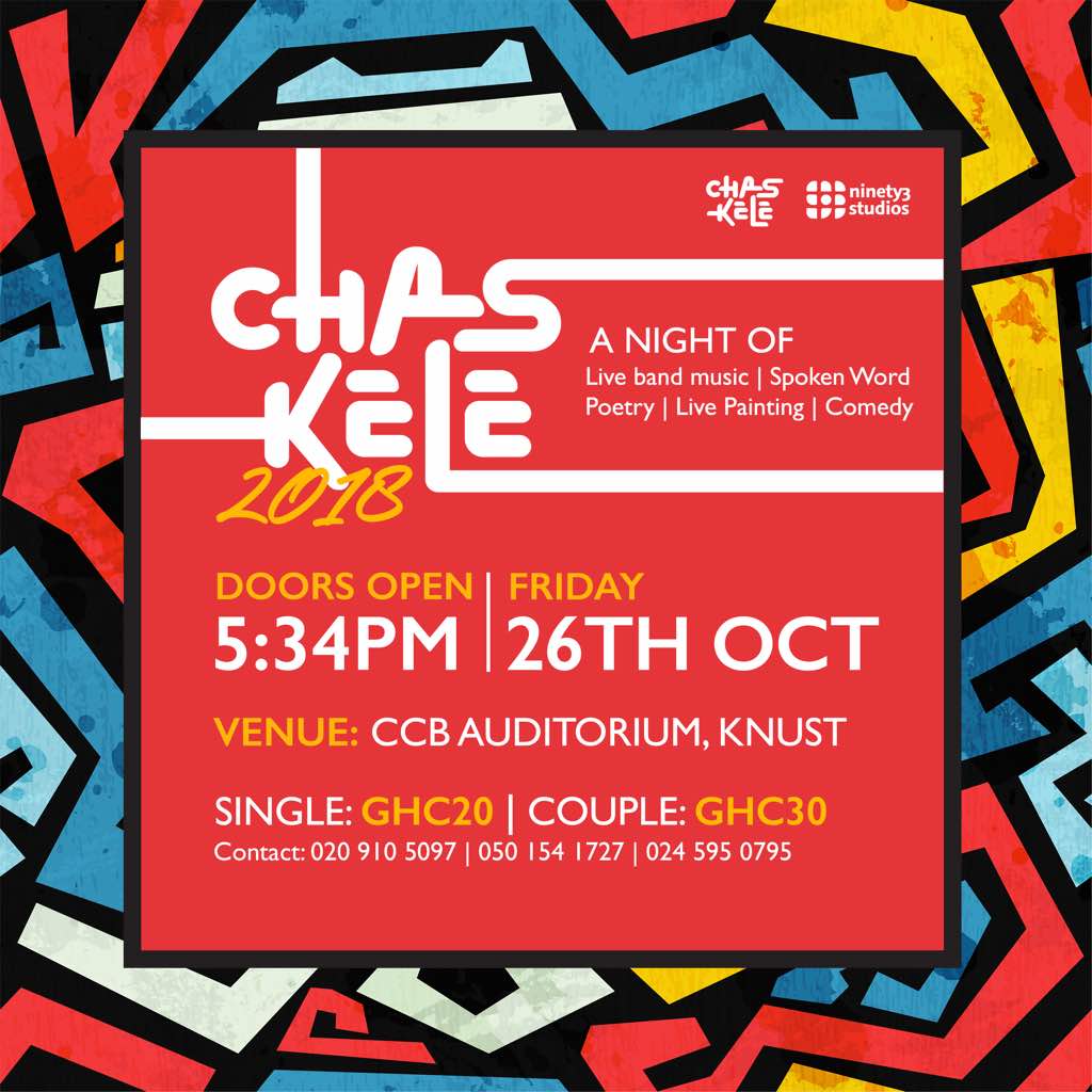 u4nor's tweet photo. CHASKELE 2018

The time is here again. Ladies and Gentlemen, We present to you Chaskele 2018. Save the date. Mark your calendars. Ready your eyes and ears because we are bringing art to your heart. 26th October is the date!

#Chaskele2018
@_Chaskele https://t.co/TrSEHKsIFP