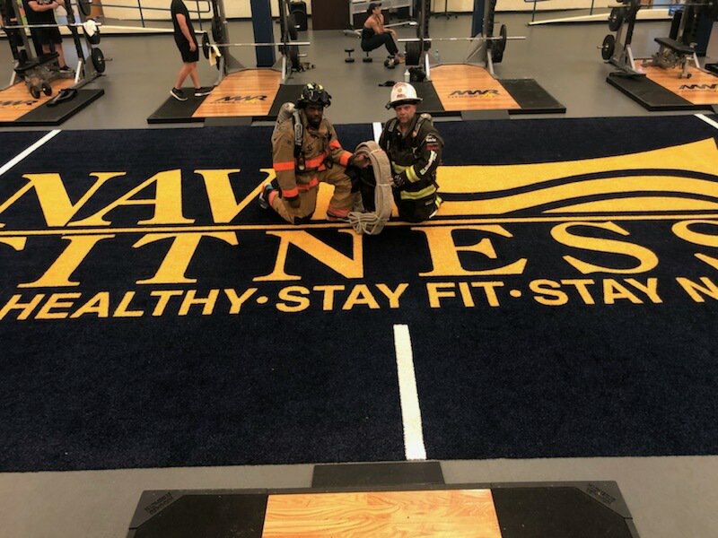 TidewaterFire's tweet photo. Capt Price (Sta 3A) and FF Love (Sta 2B) went to N-24 Gym to climb 110 floors for the 343. #tff25 https://t.co/kC46fT5yoh