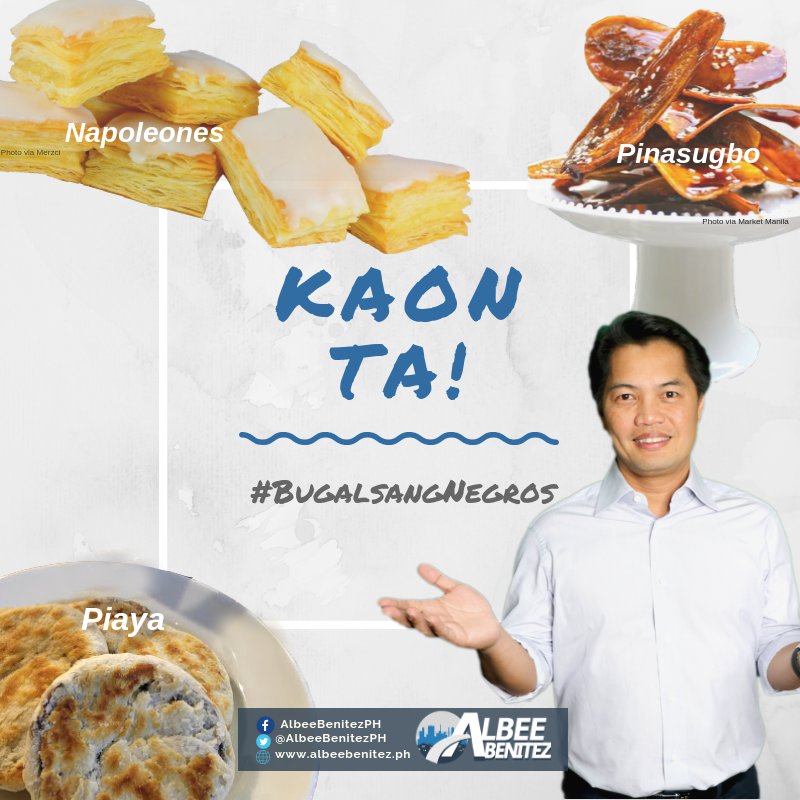 AlbeeBenitezPH's tweet photo. Kain tayo! Panghimagas muna pagkatapos mag-hapunan.  Subukan niyo ang ilan sa mga ipinagmamalaki naming desserts sa Negros Occidental. 'Di pwedeng mawala ang mga sikat na pagkaing ito dahil kilala rin ang rehiyon namin bilang "Sugarbowl of the Philippines"! 

#BugalsangNegros https://t.co/9oHDaVDpIV